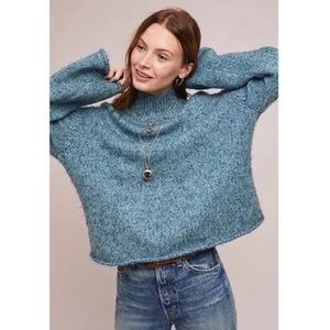 Anthropologie medium blue metallic sweater